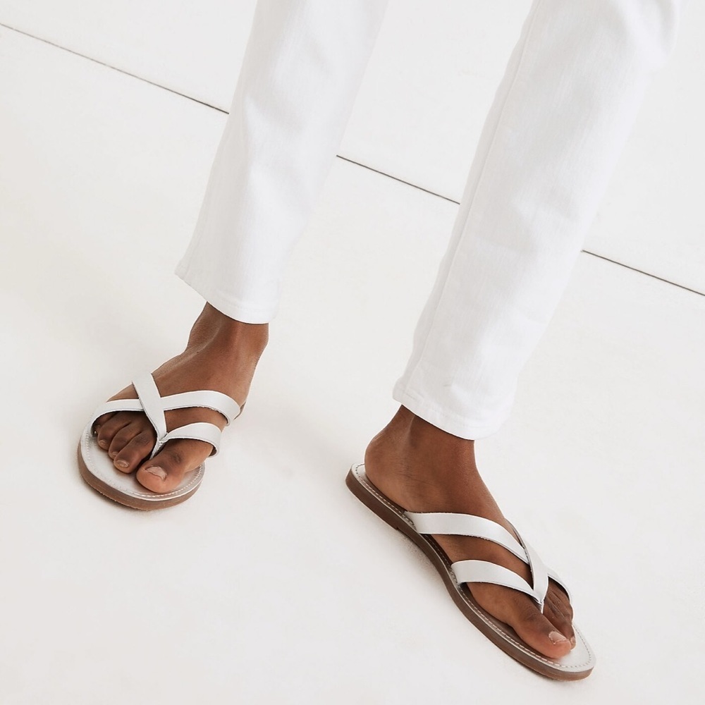 Madewell The Boardwalk Thong Sandal in Metallic Leather size 9.5